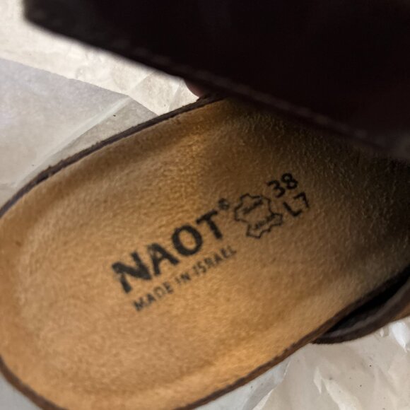 NIB NEW Naot Distressed Suede Open Heel Bootie Clog Dark Brown Women's 7 - Picture 4 of 8